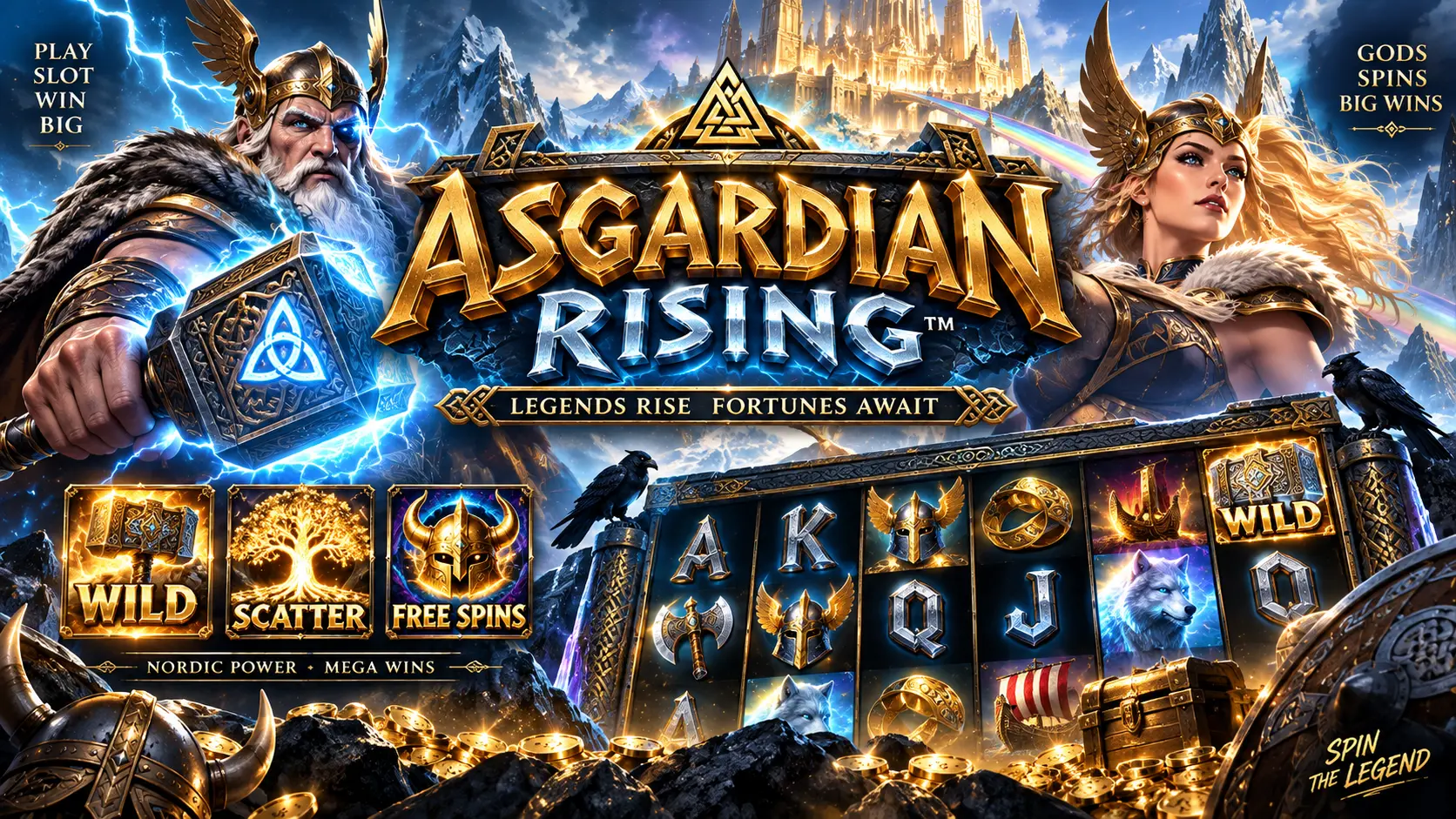 เกมสล็อต Asgardian Rising เกมสล็อตธีมไวกิ้ง